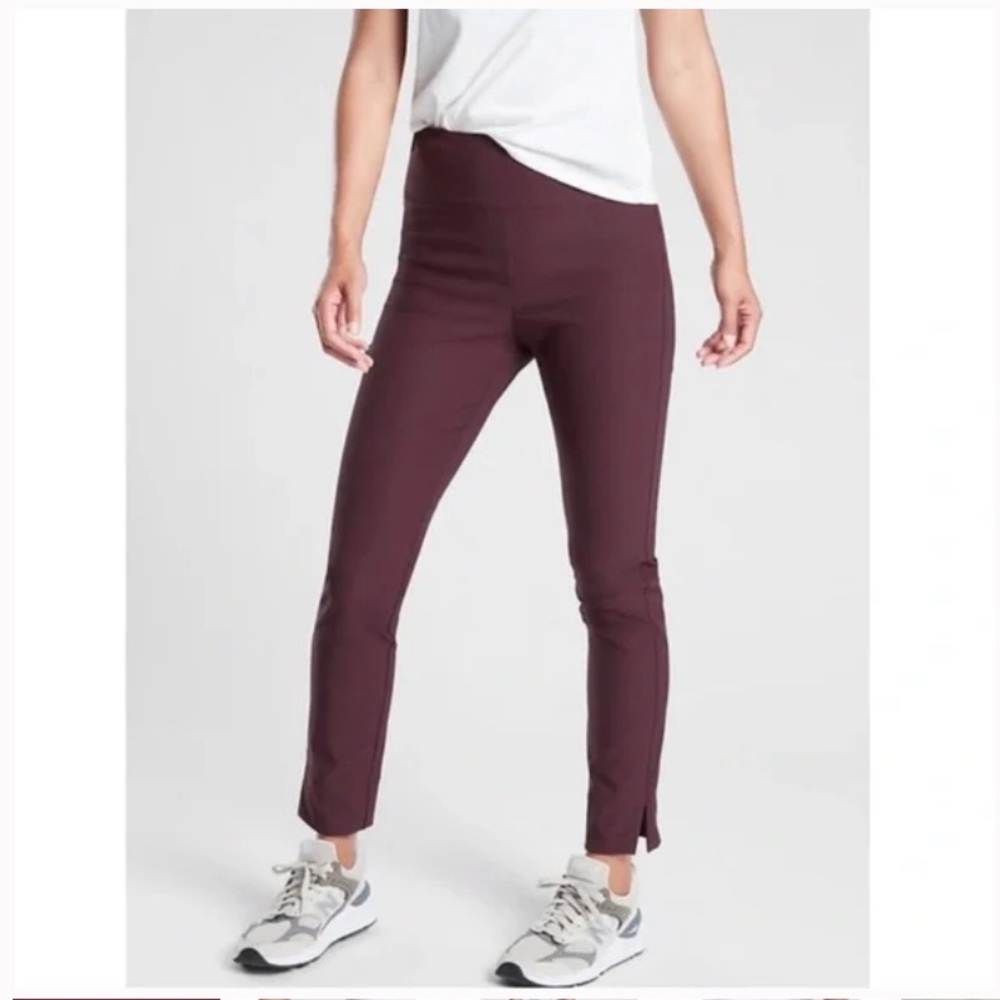 Athleta 6 Wander skinny stash pant in maroon wine red burgundy cigarette jegging